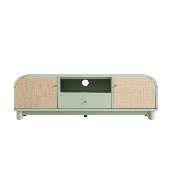 Maude TV Unit, Muted Pistachio Ash with Raffia - daals
