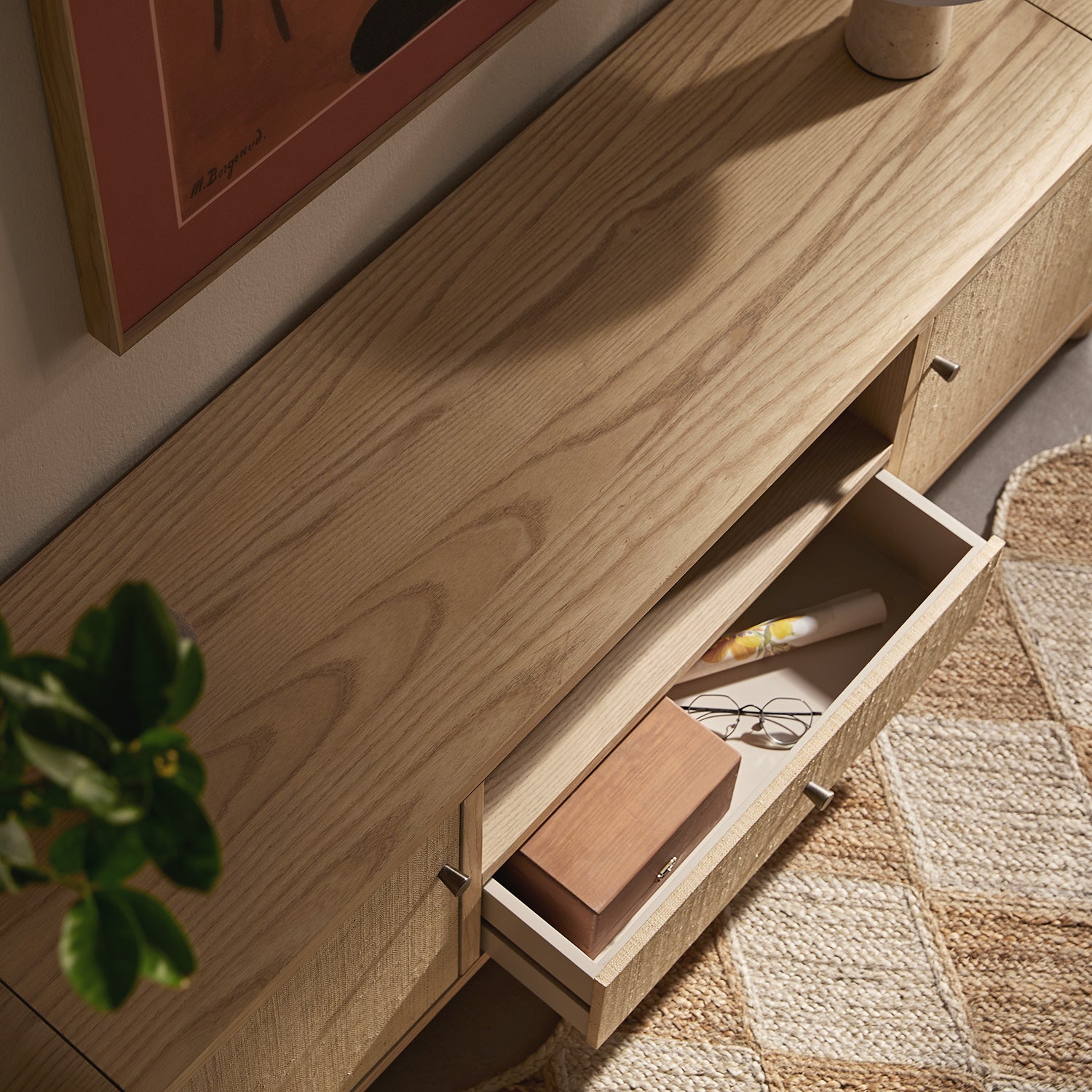 Maude TV Unit, Natural Ash with Raffia