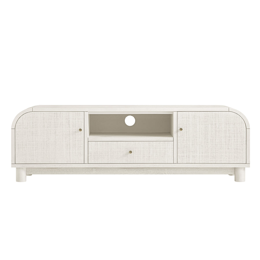 Maude TV Unit, Washed White Ash with Raffia