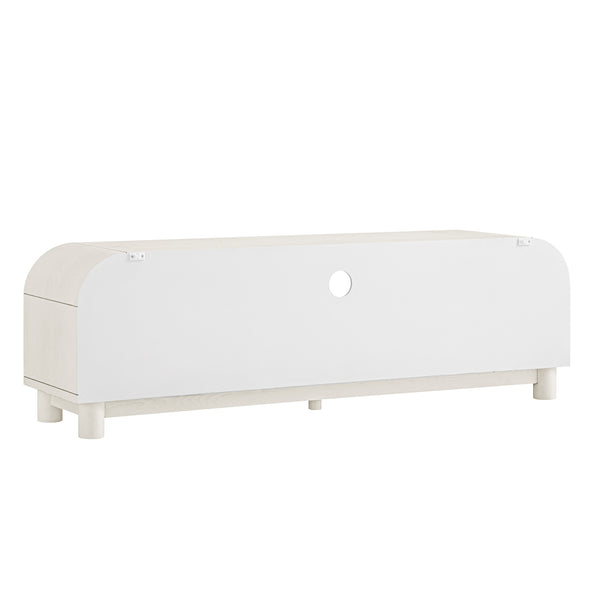 Maude TV Unit, Washed White Ash with Raffia