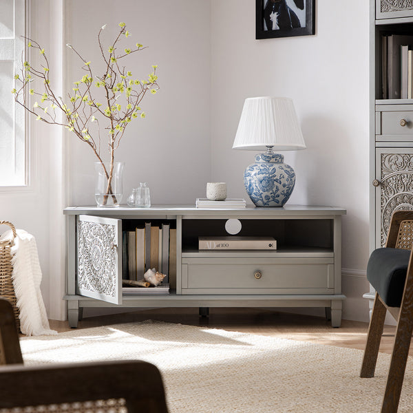 Chantilly Mid Grey Corner TV Unit - daals