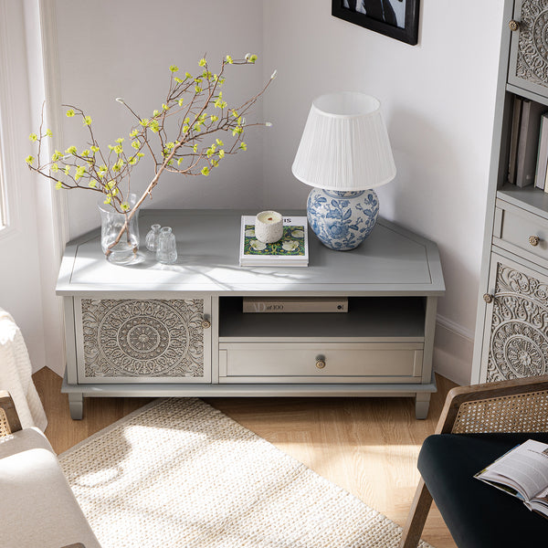 Chantilly Mid Grey Corner TV Unit - daals