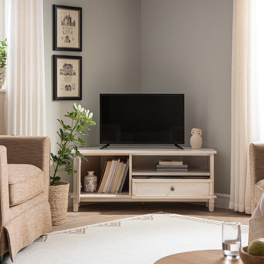 Chantilly Whitewashed Corner TV Unit