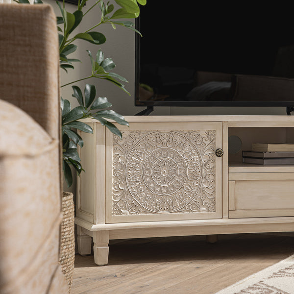 Chantilly Whitewashed Corner TV Unit