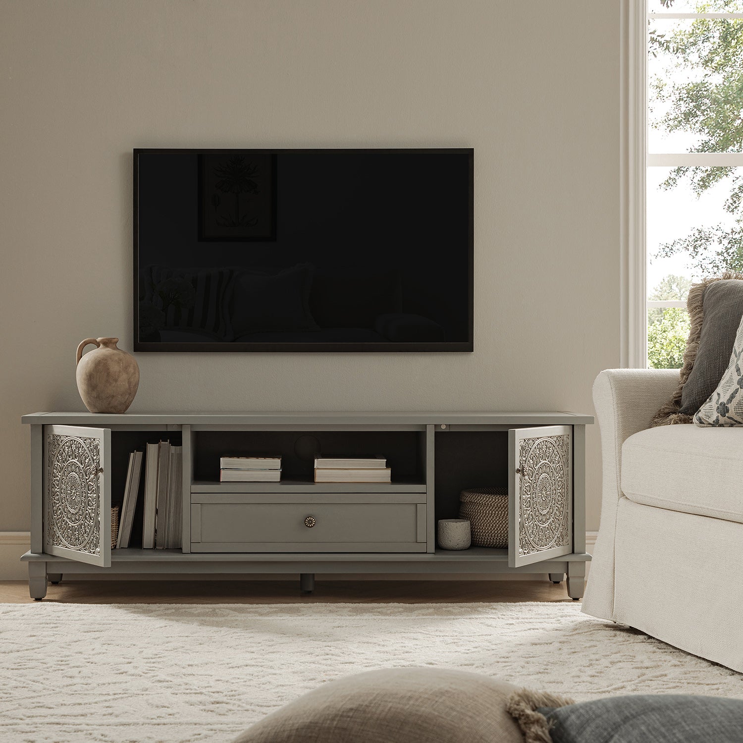 Chantilly Mid Grey 150cm Wide TV Unit