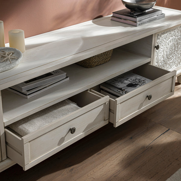 Chantilly Whitewashed 200cm Wide TV Unit