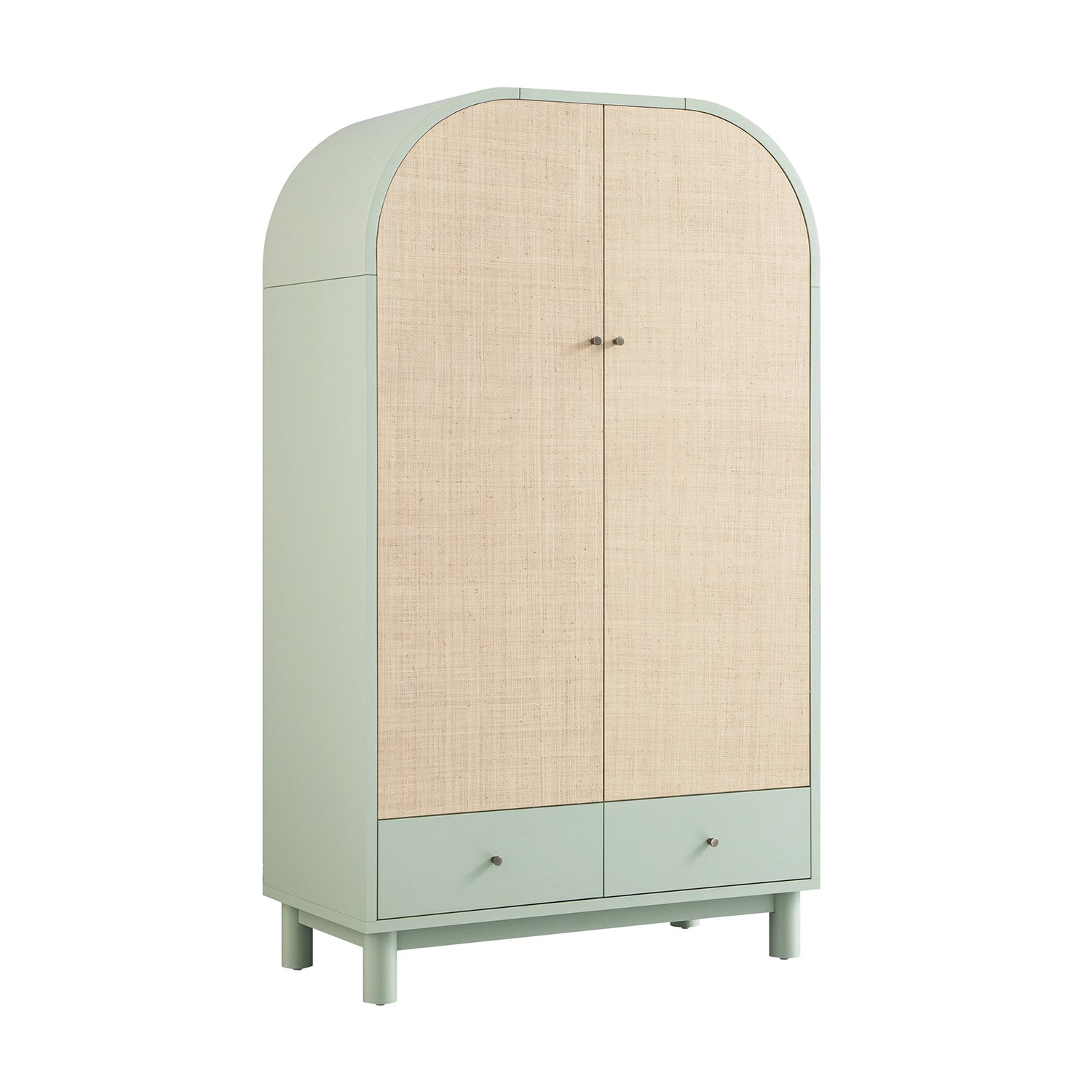 Maude Double Wardrobe, Muted Pistachio Ash with Raffia