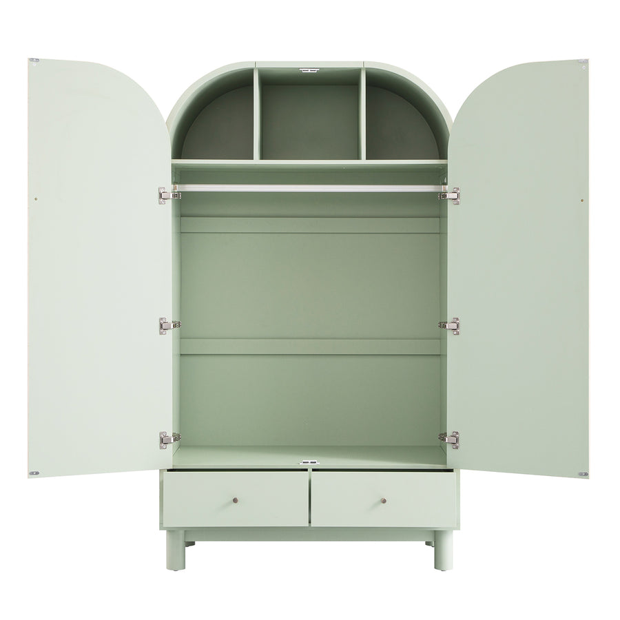 Maude Double Wardrobe, Muted Pistachio Ash with Raffia