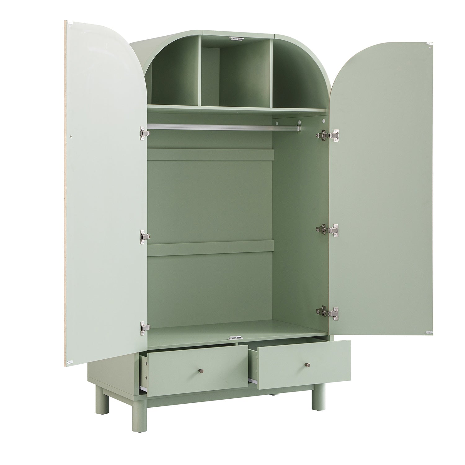 Maude Double Wardrobe, Muted Pistachio Ash with Raffia