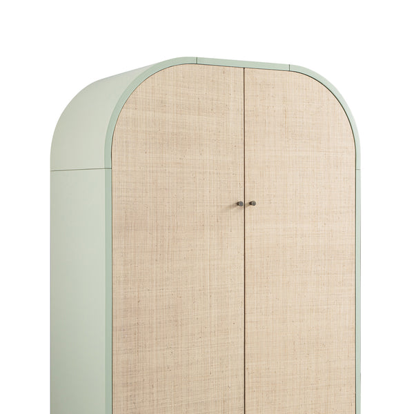 Maude Double Wardrobe, Muted Pistachio Ash with Raffia