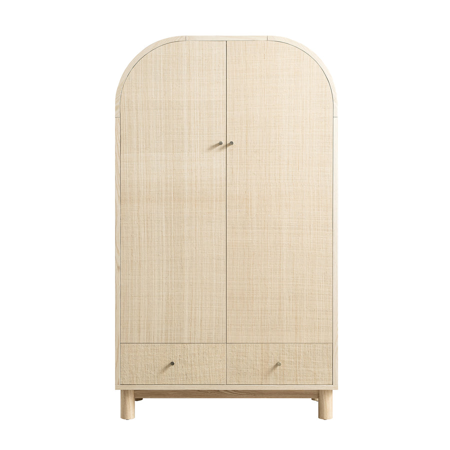Maude Double Wardrobe, Natural Ash with Raffia