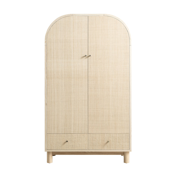 Maude Double Wardrobe, Natural Ash with Raffia