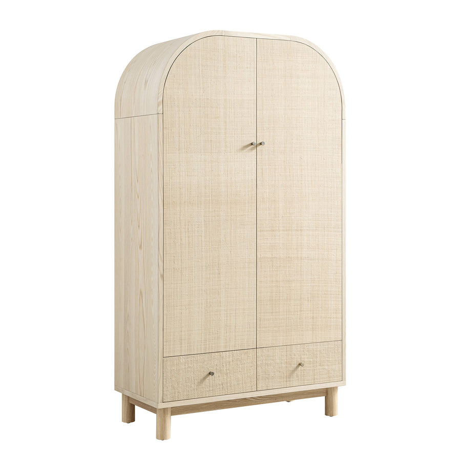 Maude Double Wardrobe, Natural Ash with Raffia
