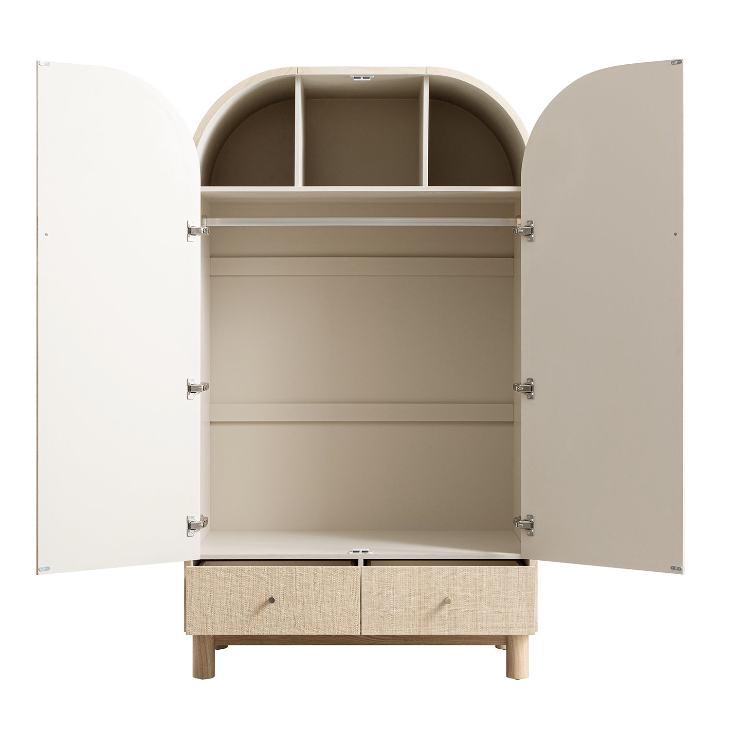 Maude Double Wardrobe, Natural Ash with Raffia