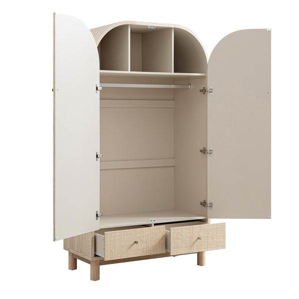 Maude Double Wardrobe, Natural Ash with Raffia