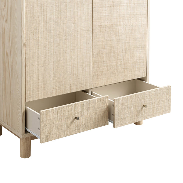 Maude Double Wardrobe, Natural Ash with Raffia