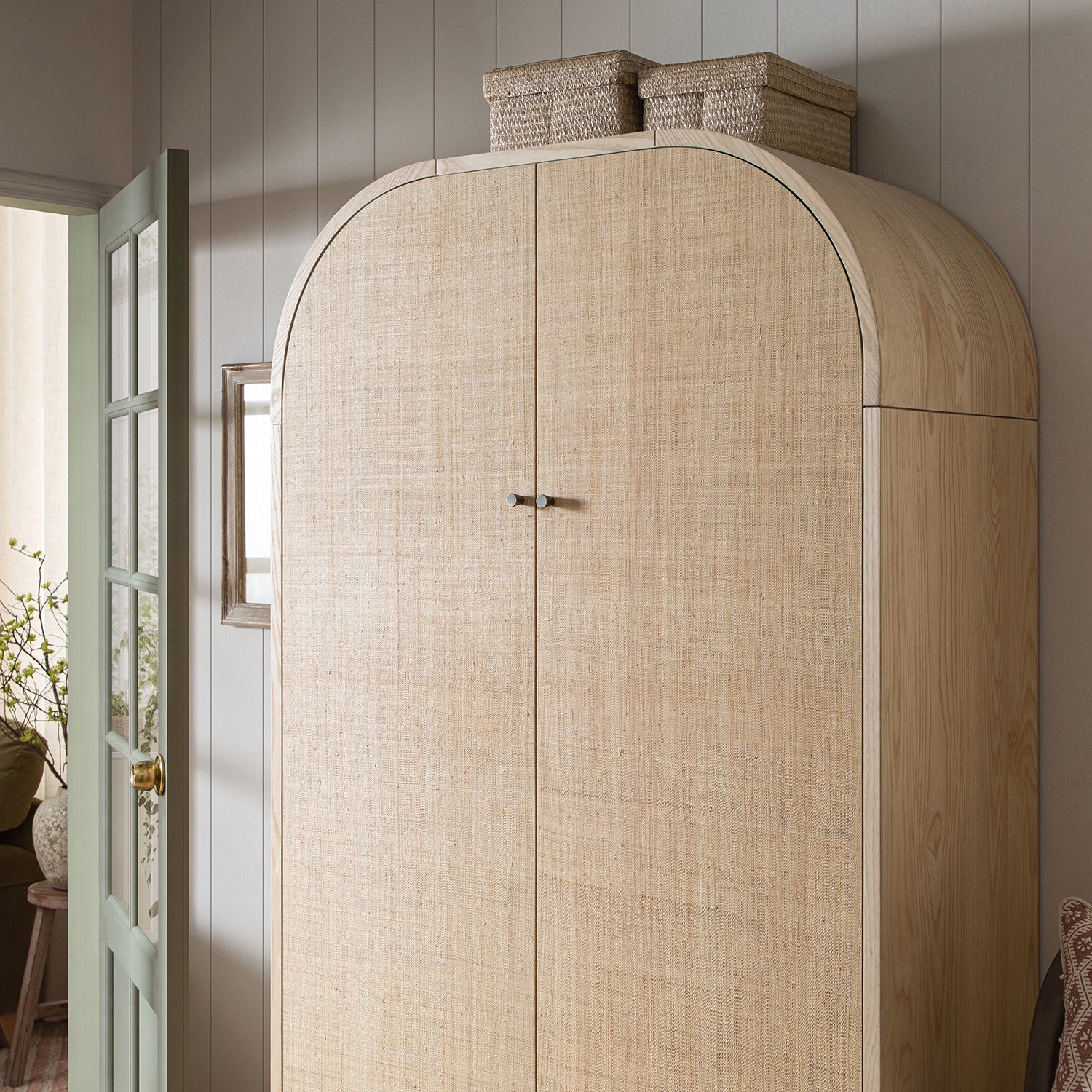 Maude Double Wardrobe, Natural Ash with Raffia