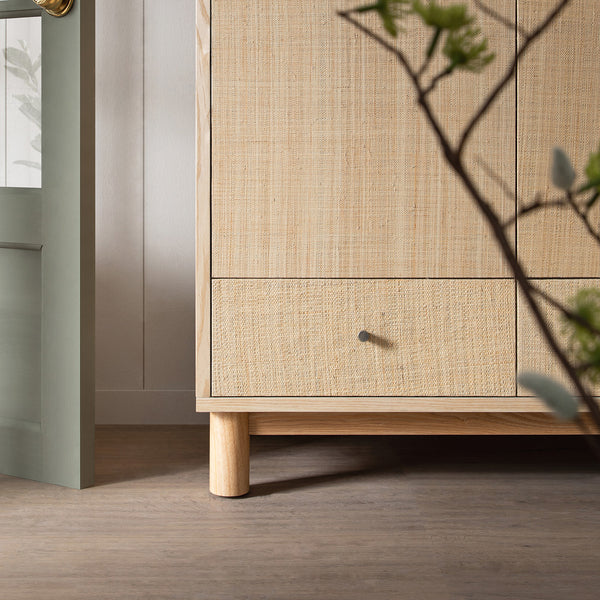 Maude Double Wardrobe, Natural Ash with Raffia