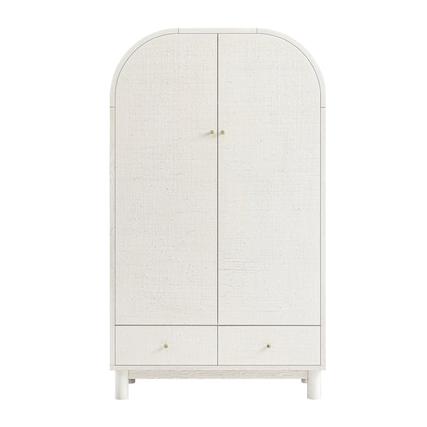 Maude Double Wardrobe, Washed White Ash with Raffia - daals