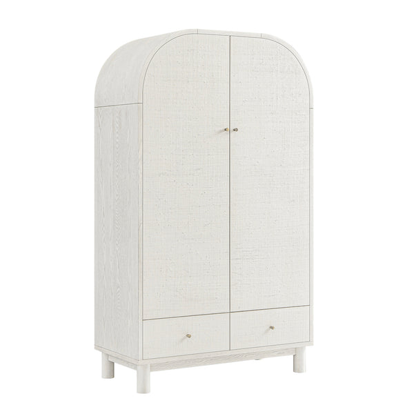 Maude Double Wardrobe, Washed White Ash with Raffia - daals