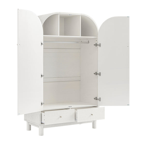 Maude Double Wardrobe, Washed White Ash with Raffia - daals