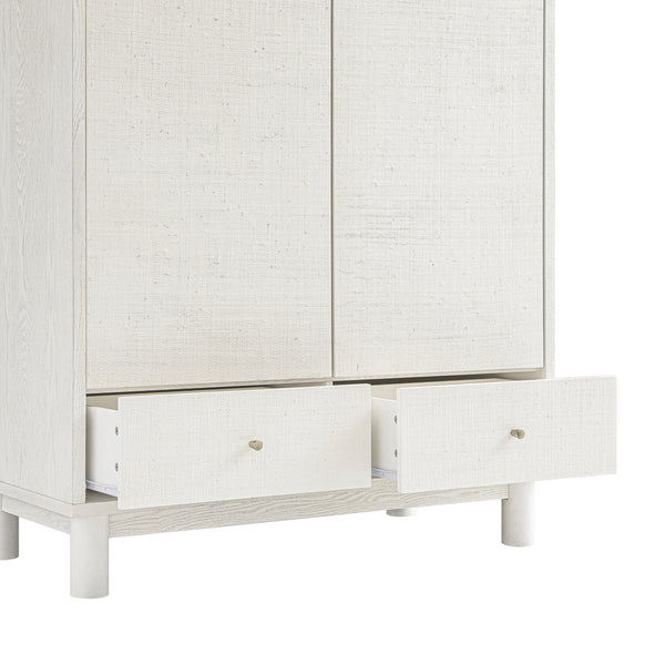 Maude Double Wardrobe, Washed White Ash with Raffia - daals