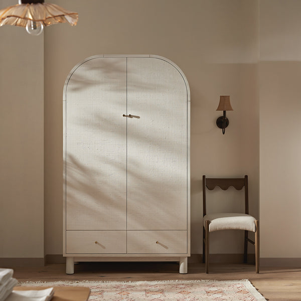 Maude Double Wardrobe, Washed White Ash with Raffia - daals