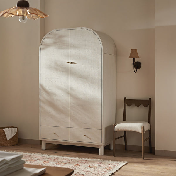 Maude Double Wardrobe, Washed White Ash with Raffia - daals