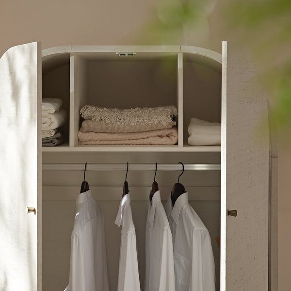 Maude Double Wardrobe, Washed White Ash with Raffia - daals
