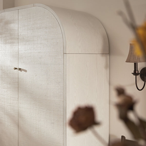 Maude Double Wardrobe, Washed White Ash with Raffia - daals
