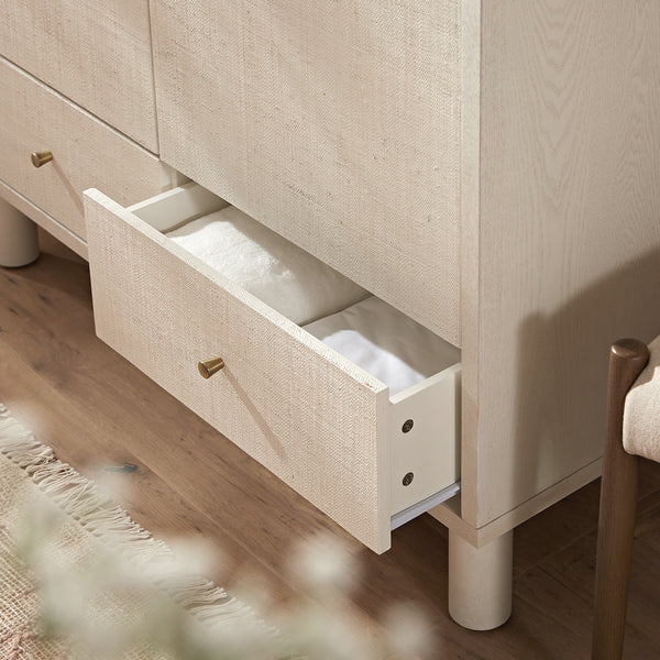 Maude Double Wardrobe, Washed White Ash with Raffia - daals