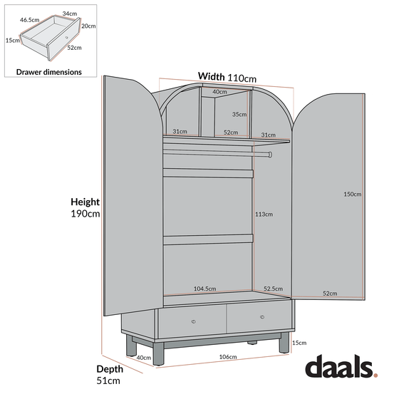 Maude Double Wardrobe, Natural Ash