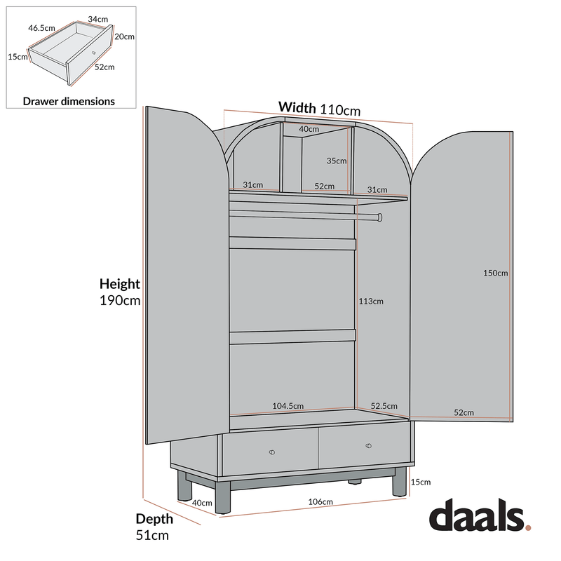 Maude Double Wardrobe, Natural Ash