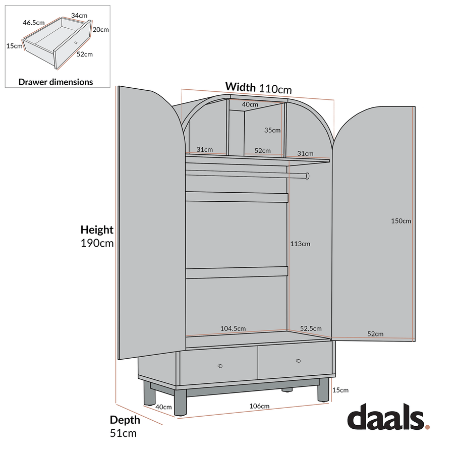 Maude Double Wardrobe, Natural Ash