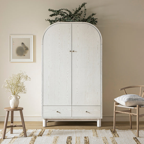 Maude Double Wardrobe, Washed White Ash