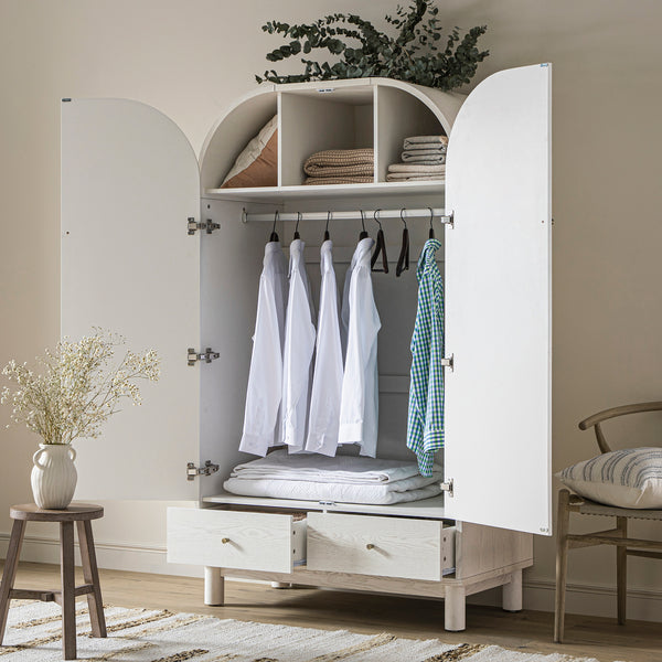 Maude Double Wardrobe, Washed White Ash