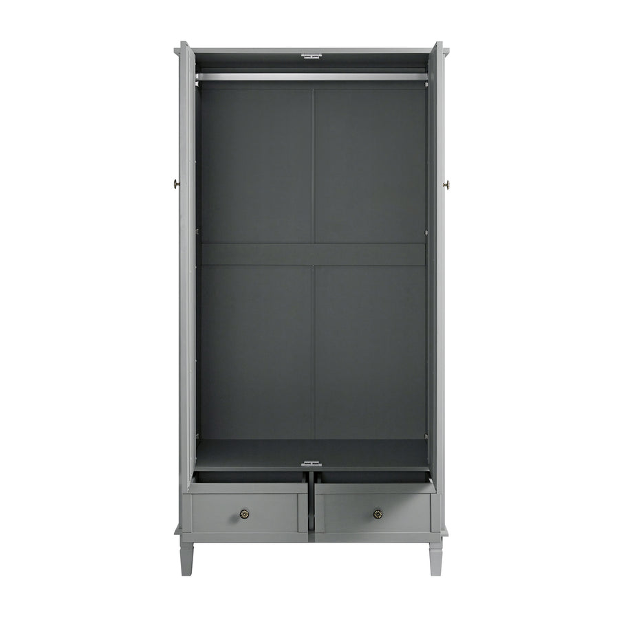 Chantilly Mid Grey Carved Double Wardrobe