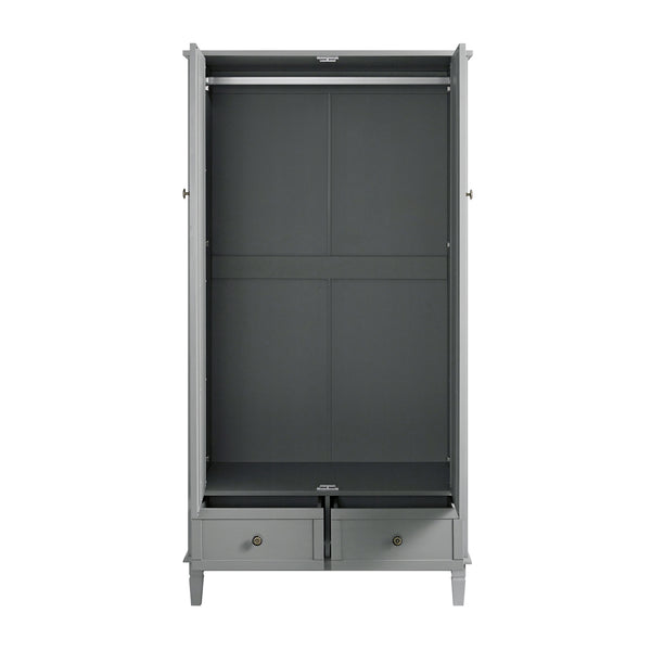 Chantilly Mid Grey Carved Double Wardrobe - daals