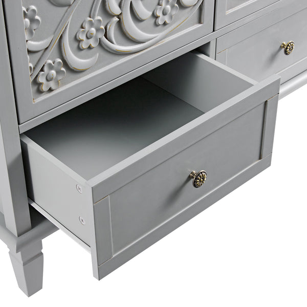 Chantilly Mid Grey Carved Double Wardrobe - daals