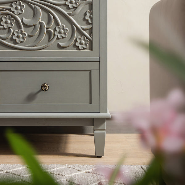 Chantilly Mid Grey Carved Double Wardrobe - daals