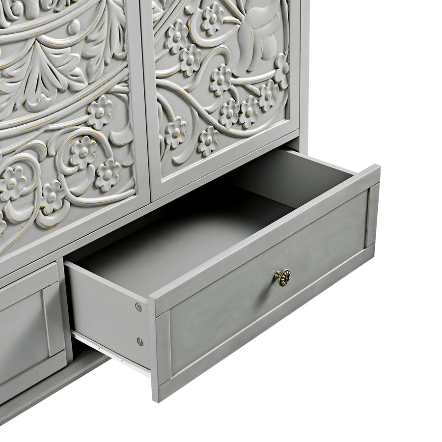 Chantilly Mid Grey Carved Triple Wardrobe