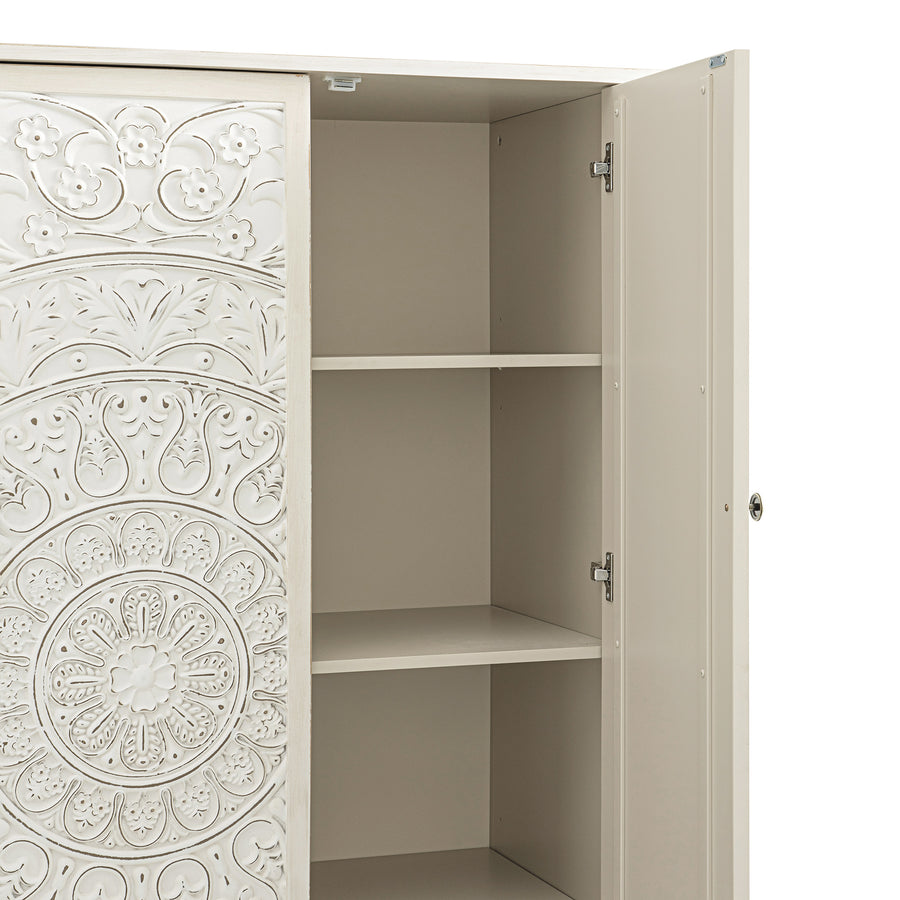Chantilly Whitewashed Carved Triple Wardrobe