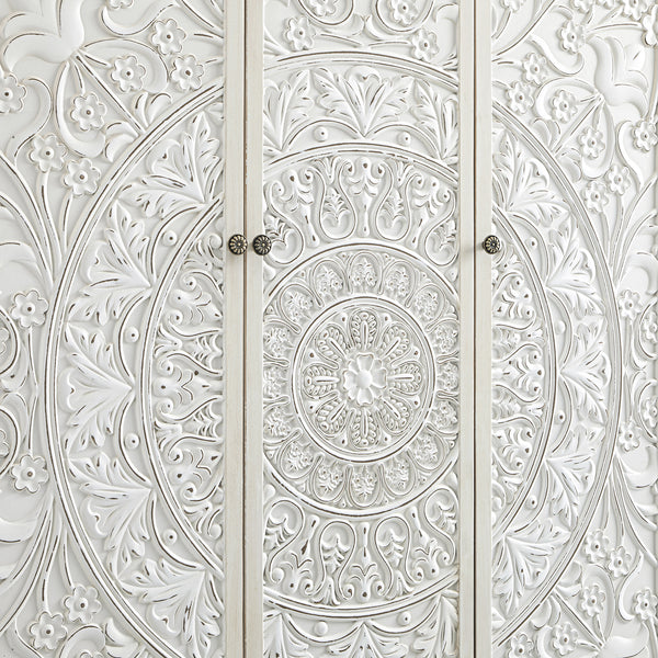 Chantilly Whitewashed Carved Triple Wardrobe