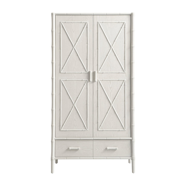 Elstowe Faux Bamboo Double Wardrobe, Shaded White