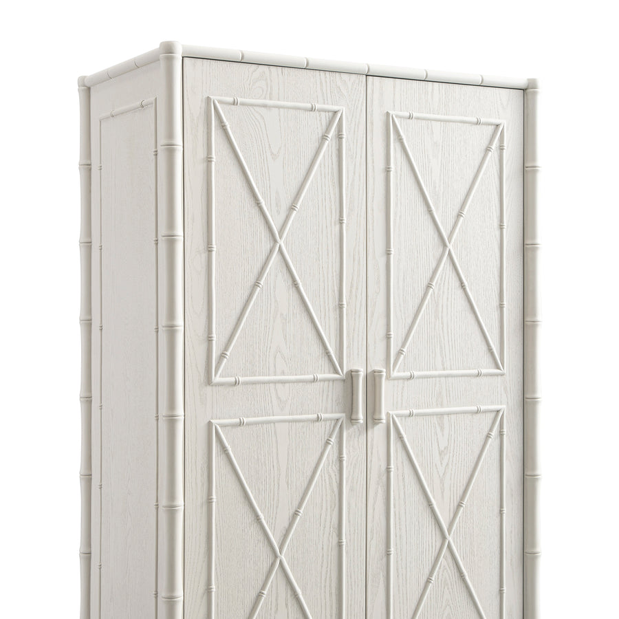 Elstowe Faux Bamboo Double Wardrobe, Shaded White