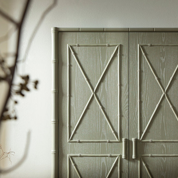 Elstowe Faux Bamboo Double Wardrobe, Sage Green