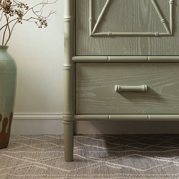 Elstowe Faux Bamboo Double Wardrobe, Sage Green