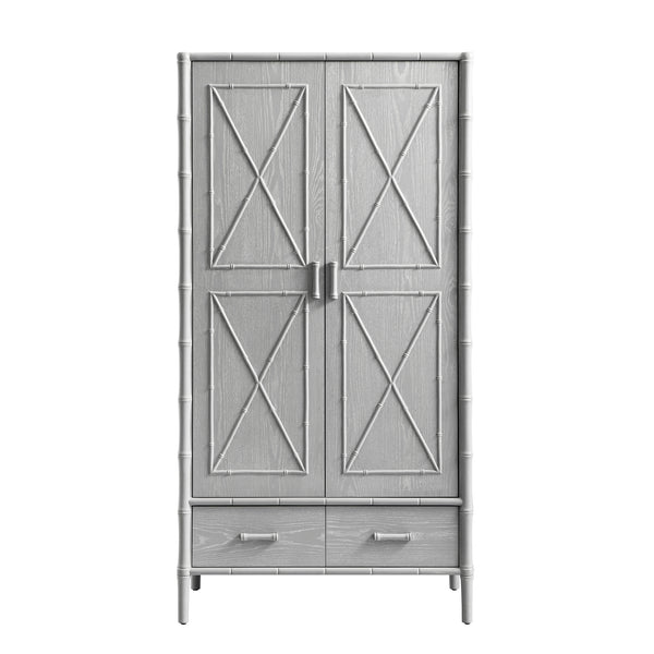 Elstowe Faux Bamboo Double Wardrobe, Warm Grey
