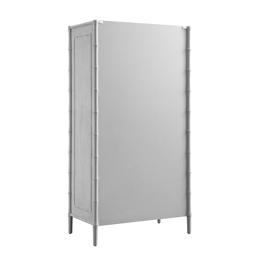 Elstowe Faux Bamboo Double Wardrobe, Warm Grey