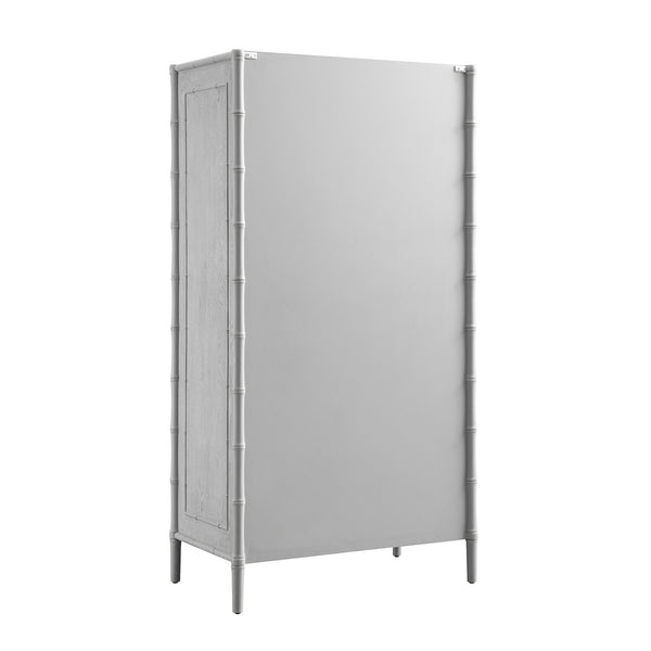 Elstowe Faux Bamboo Double Wardrobe, Warm Grey